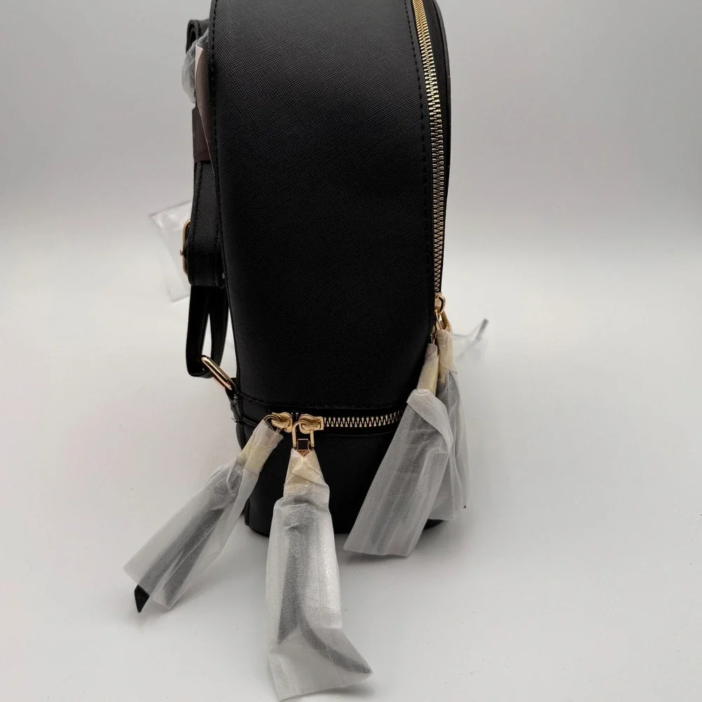 Montana West Black Fashion Backpack MWC2-061BK Saffiano Gold Hardware NWT‎